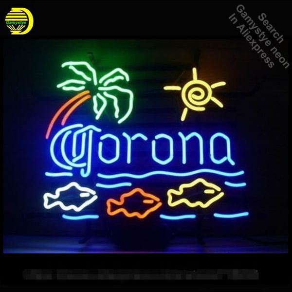 

neon sign for coron fish palm tree neon bulbs sign beer bar pub store display cool neon tube sign handcraft publicidad board hot