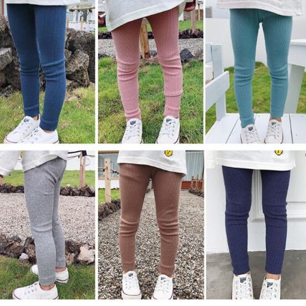 Outono meninas meninas roupas crianças crianças macacão calças magras elásticas leggings para meninas moda meninas com nervuras cangings lj201019