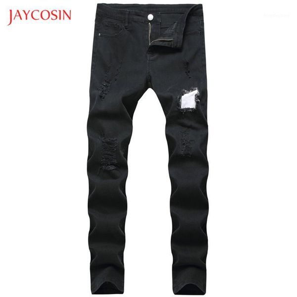 

jaycosin new men jeans black classic fashion denim pencil jeans pants men's casual patchwork slim fit trousers1, Blue