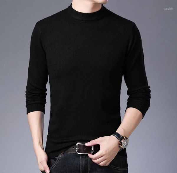 

fall / winter 2019 solid color round neck warm casual men's sweater1, White;black