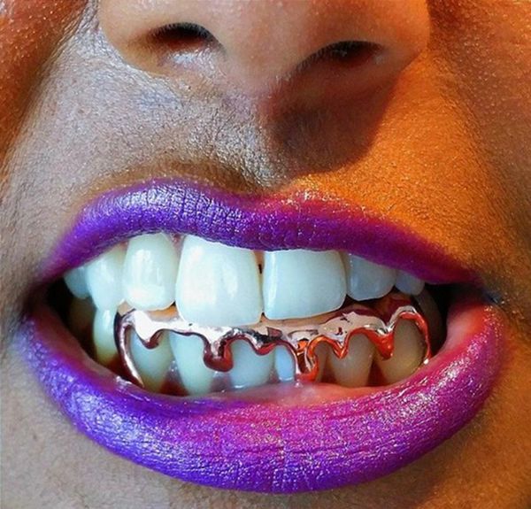 Gold Zahnspange Punk Hip Hop Multicolor Diamant Benutzerdefinierte Untere Zähne Grillz Dental Mund Fang Grills Zahn Kappe Vampire Rapper253g