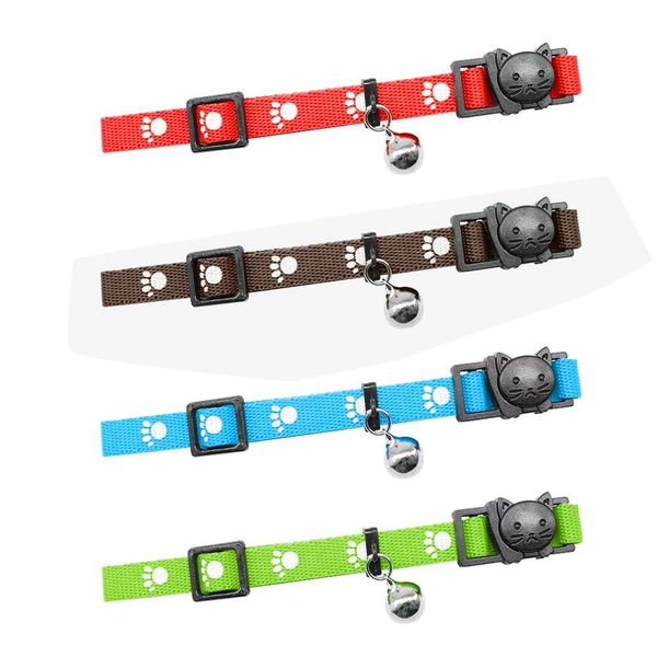

4pcs/lot quick release cat collar nylon safety breakaway cat kitten collars with bell for small pets cats dogs mixed jllqhk