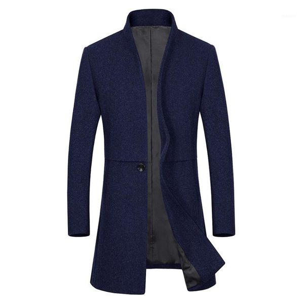 

new pure color mens winter long-sleeved woolen coat size 3xl high-end business casual dress coats men1, Black