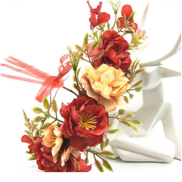 

women girl flower headband wreath kids party floral garlands adjustable festival flower crown women wedding hair acc qylokv