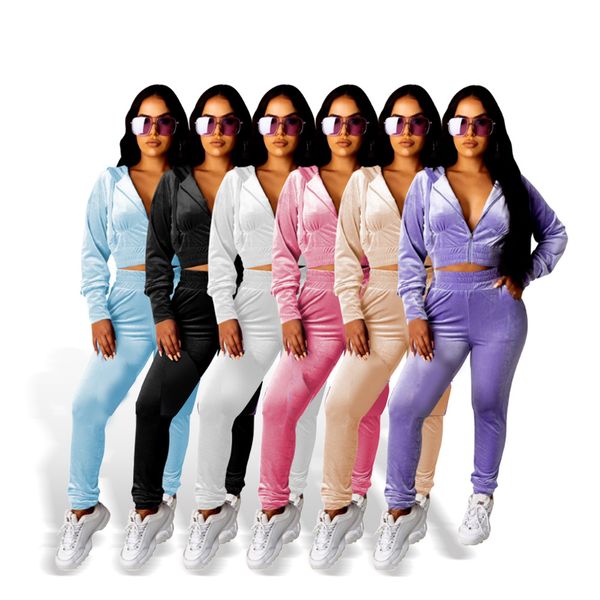 

solid tracksuits color long sleeve cardigan pocket fashion casual two piece knitted suit, Gray