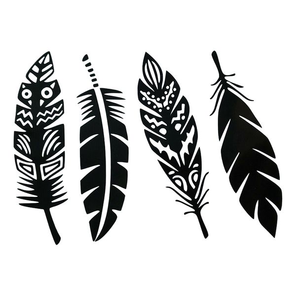 

16*11.5cm 4 feathers tribal stickers sticky decals funny car window bumper novelty jdm drift vinyl decal sticker