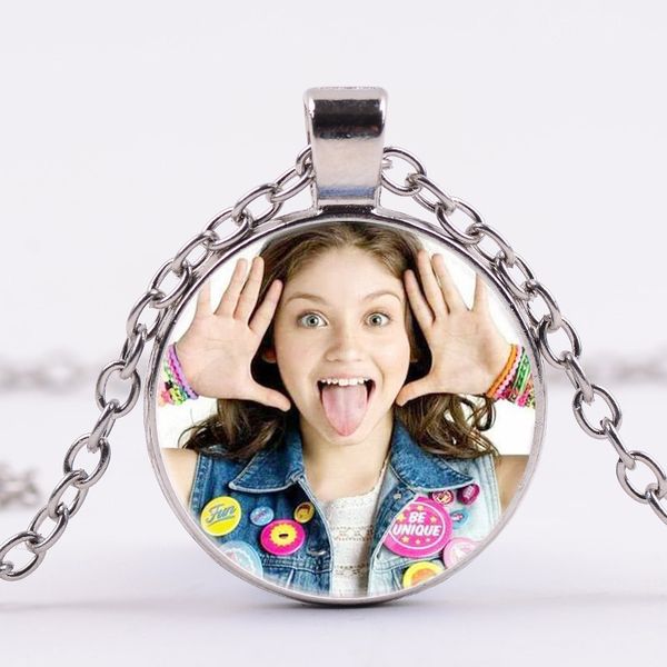 

fashion soy luna necklace sweet girl glass cabochon pendant 7 patterns charm long necklace for girls birthday party gifts, Silver