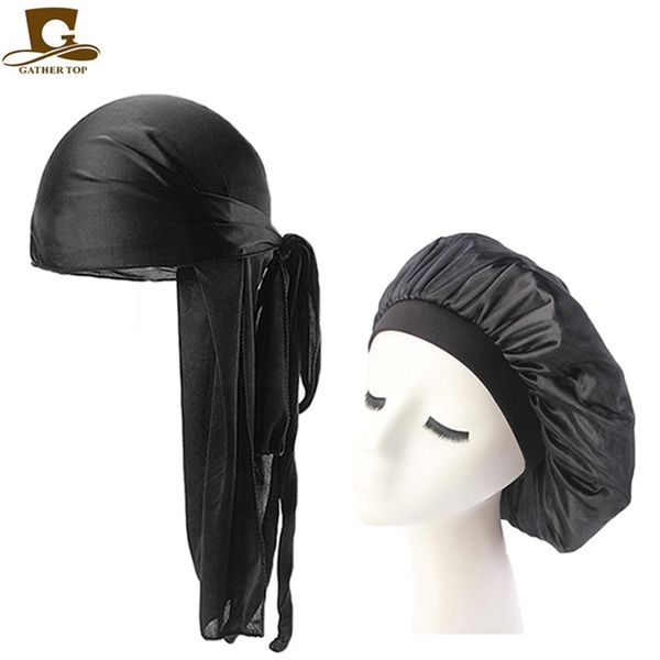 

мода мужская блестящая шелкография durag bandana headwear красочная широкая doo rag bonnet polester cap комфортная спящая шляпа jlllwp, Silver