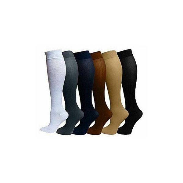 

multi colors compression socks relief stockings graduated support breathable solid color thigh high socks, Black;white