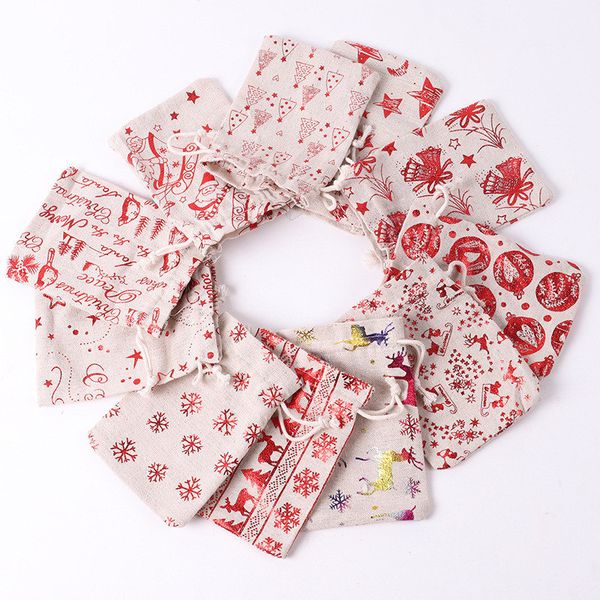 

christmas cotton drawstring christmas gift bag christmas chocolate candy bag l03-1