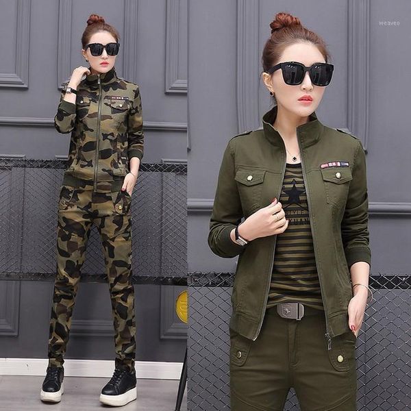 

plus size conjunto feminino women's costume cotton camouflage jacket + pants 2 piece set women 3xl 4xl 5xl1, White