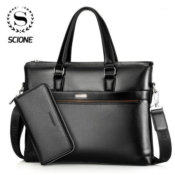 

scione men's leather business briefcase casual man shoulder bag messenger bag male lap handbags men travel bags dropshipping1