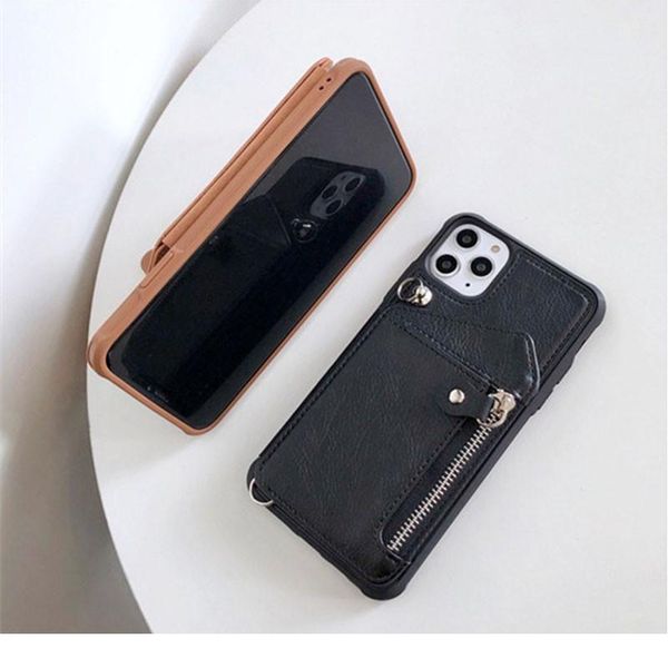 

luxury leather wallet strap cord crossbody case for iphone 7 8 plus se x xr xs 12 11 pro max shoulder qylgwc