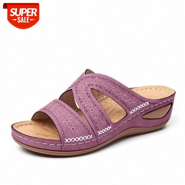 

women slippers casual shoes sandals summer outdoor floral platform wedges fashion woman footwear pu plus size ladies shoe #zo4u, Black