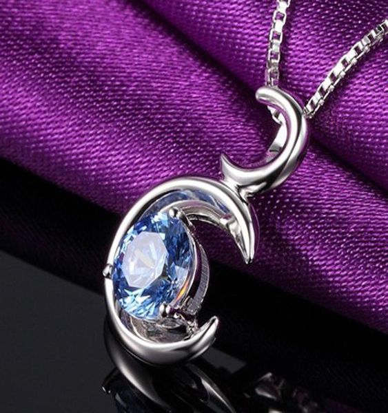 

heart necklace for women jewelry 925 moon pendant necklace, Silver