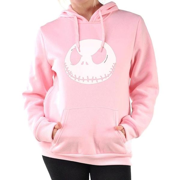 

casual women female hoodies kpop brand tracksuits skellington autumn pink hip-hop jack long sleeve sweatshirts 2019 streetwear mlchf, Black