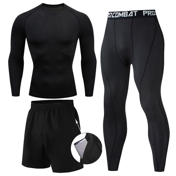 

quick sports suit men's dry casual running basketball tights fitness pants set sportswear, Gray