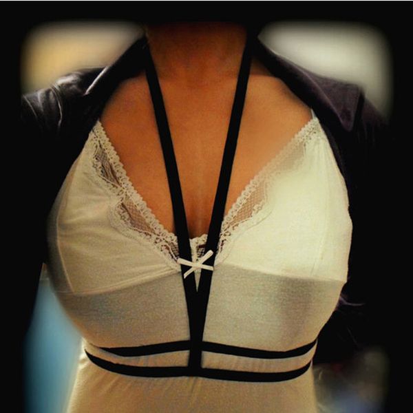 

black women body cage erotic bondage lingerie harness bra, Black;white