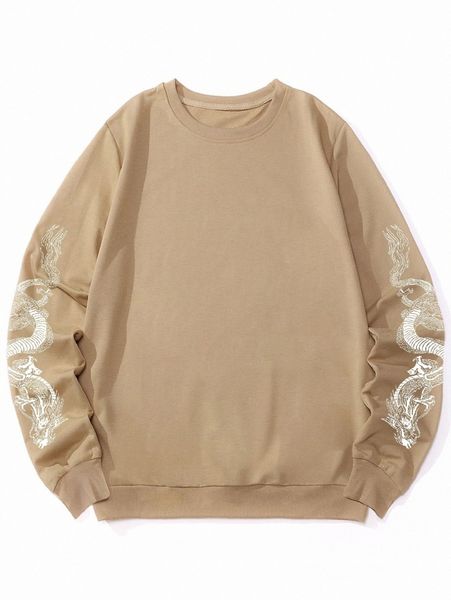 

romwe guys chinese dragon print sweatshirt h4wd#, Black