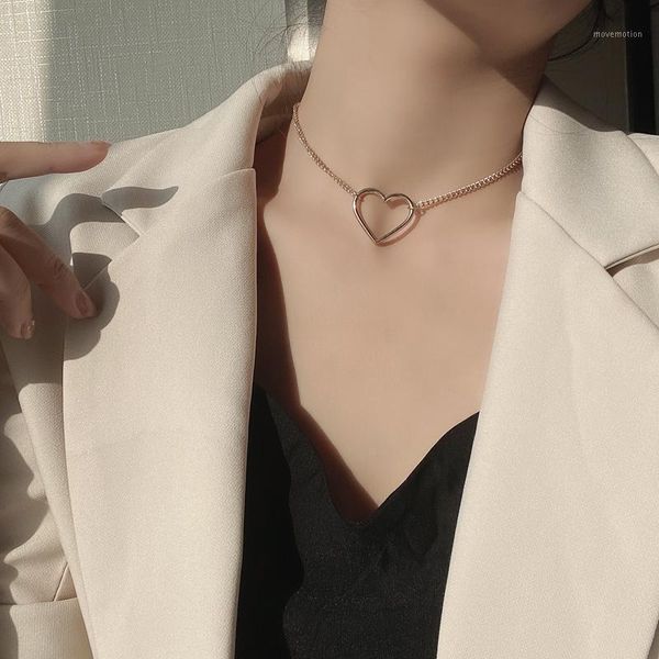 

clean simple heart choker necklace1, Golden;silver