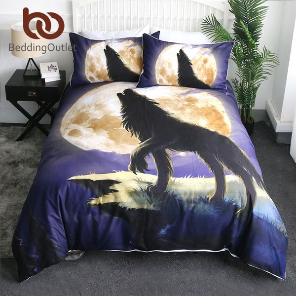 

beddingoutlet wolf bedding set king size animal wolves duvet cover 3d printed home textiles night moonlight bedspread dropship
