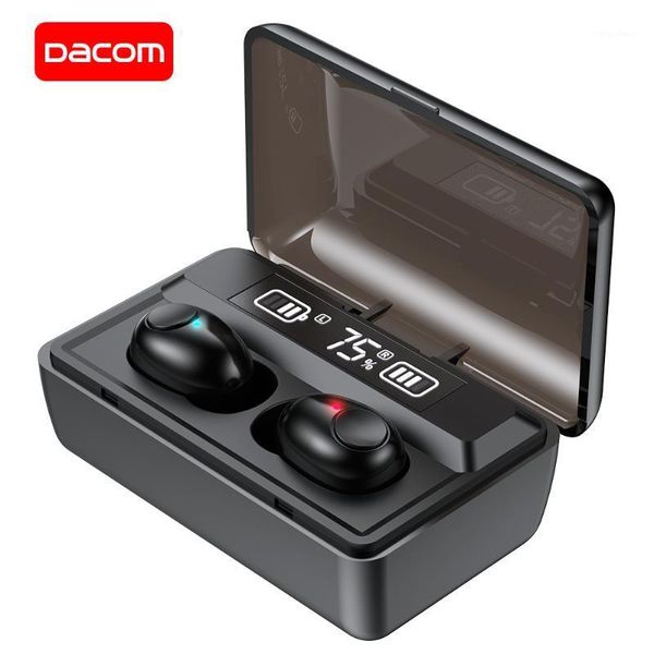 

dacom t8 bluetooth earphones tws wireless earbuds with microphon, switchable songs, led charging display for1