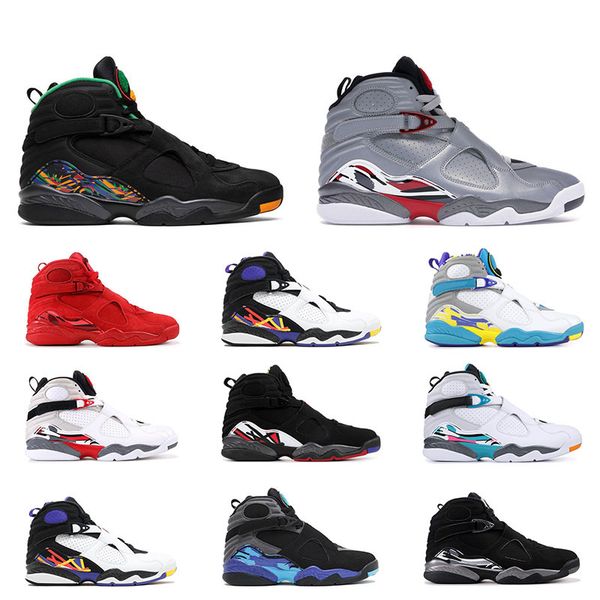

2021 new men 8s basketball shoes 8 aqua chrome playoff reflections of a champion three peat qaulity mens sports sneakers size 8-13