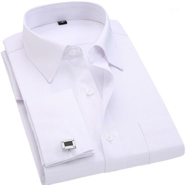 

men 's french cufflinks business dress shirts long sleeves white blue twill asian size s, , l, xl, xxl, 3xl, 4xl, 4xl, 7xl1, White;black