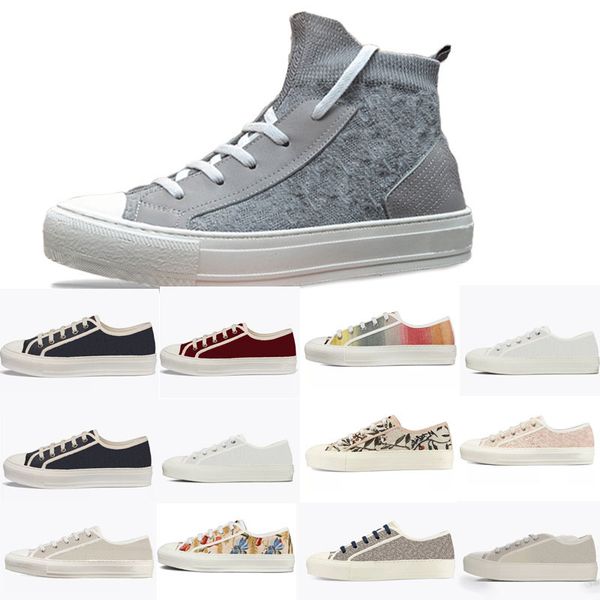 

2021 luxurys designers women walk 'n' oblique sneaker gray black white embroidered cotton low-cut shoes fashion cotton with rosa m