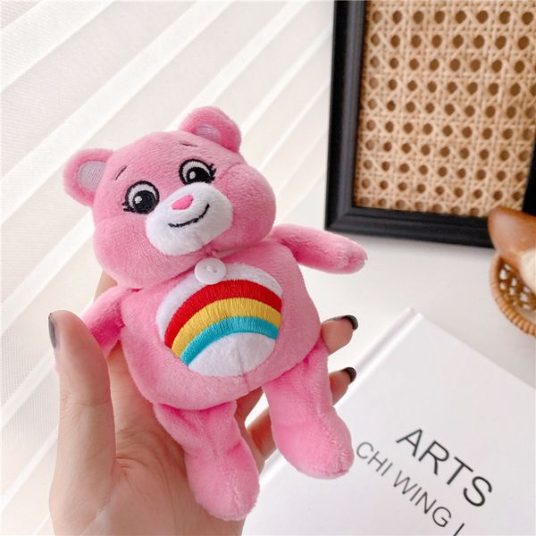 

luxury plush rainbow bear case for apple airpods 1 2 wireless charging box cute protective cover for air pods 2 accessories