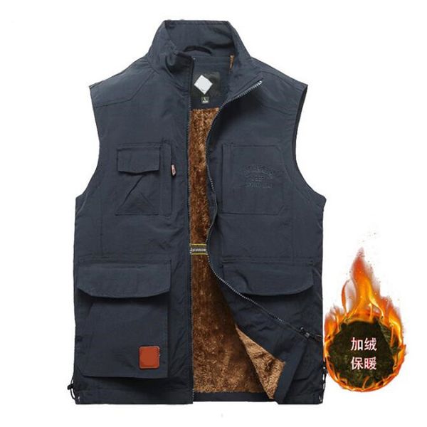 

2021 men's vests keep warm multi pocket cotton jacket casual men plus size m-6xl jdw0, Black;white