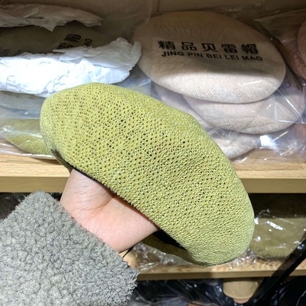 

beret women's korean spring new casual and versatile bud cap cotton simple solid color elegant decoration trend, Blue;gray