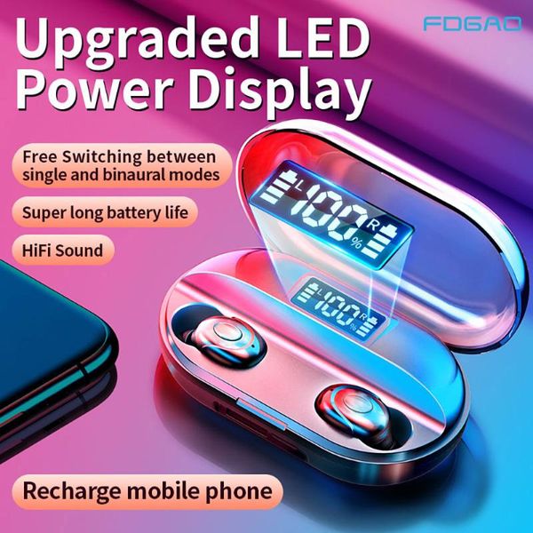 

tws bluetooth 5.1 eaphones with 2200mah charging case touch control wireless earphone ipx7 waterproof earbuds sport 9d stereo