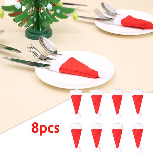 

8pcs decorative fork set hat storage tool christmas tableware decorations for home navidad#50