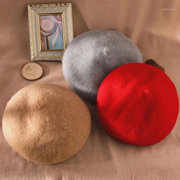

wool beret hats women winter french hat girls solid color fashion autumn winter beret hat for women flat cap felt berets1, Blue;gray