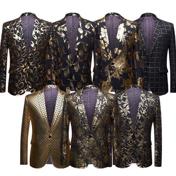 

stage stamping coat men's show dress star british style large suit slim black, White;black