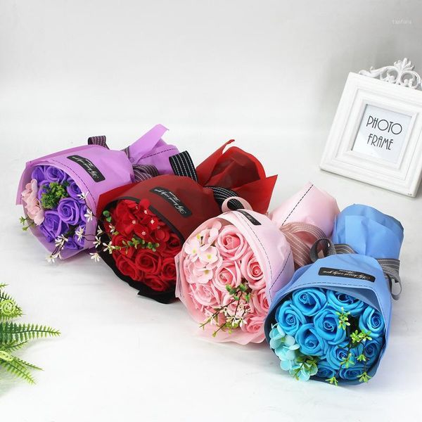 

european style 11 pcs soap rose artificial flowers wedding flower bouquet handmade bride holding flower bridal bride bouquets1