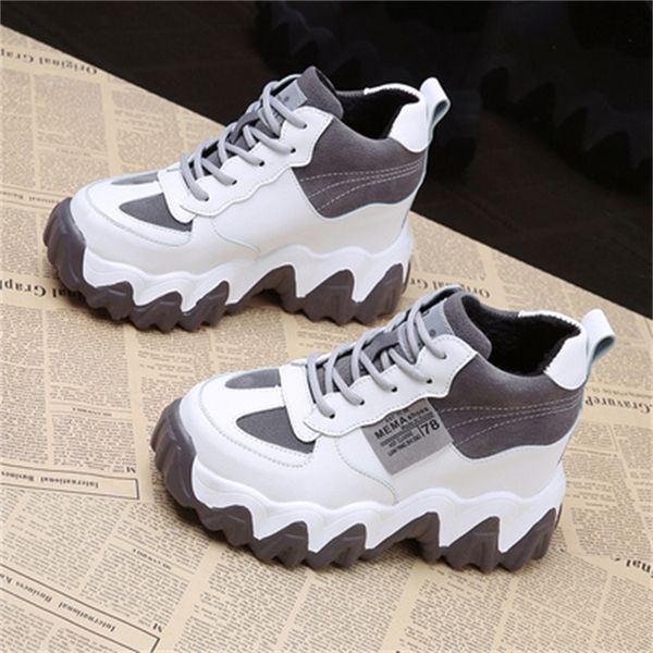 

2021 new spring for height chunky fashionable increasing thick soles women's shoes 9cm zl1m, Black;white