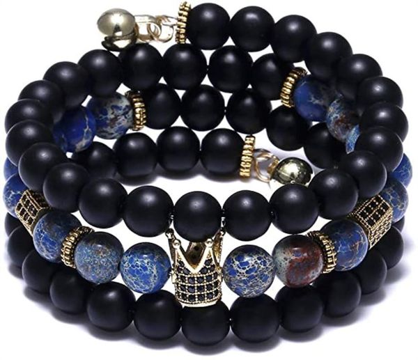 

tennis trendy micro pave cubic zirconia hecagon crown charm bracelet women men couple stone bead bangles gift fashion jewelry wholesale, Golden;silver