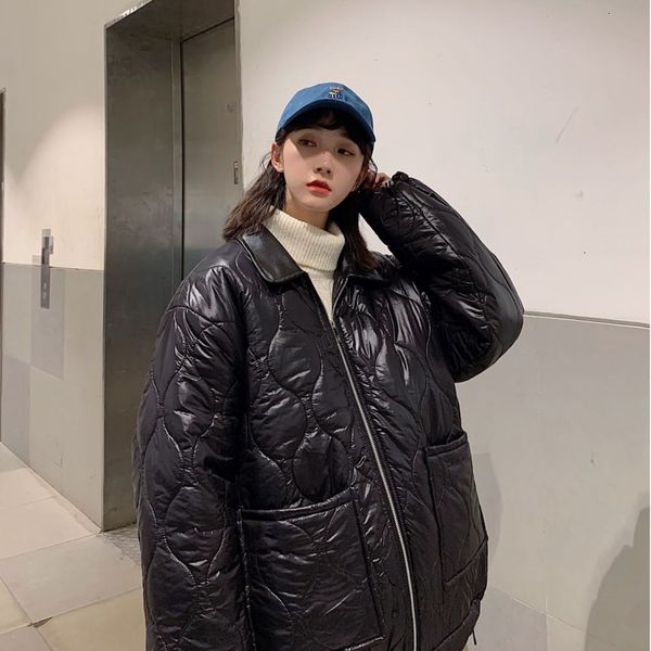 

2021 new men's casual oversize parkas winter new solid color warm coat korean streetwear parka man clothing hip hop qzgn, Black