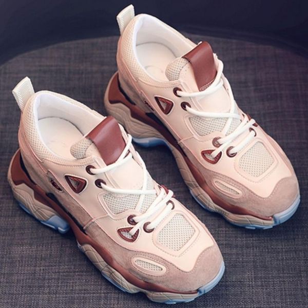 

shoes woman 2021 summer thick-sole chunky sneakers height increased white beige pink single shoes lovers luxury trainers, Black