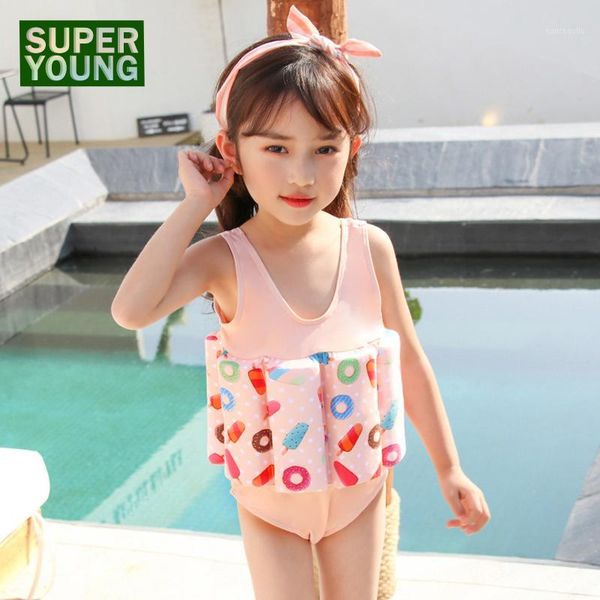 

children's swimwear children detachable floating swimsuits surf baby girl one-piece bathing suit kids bikinis set swim rashguard beach