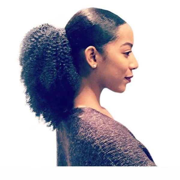 

4b 4c afro kinky curly human hair ponytails clip in 100% human hair pieces and ponytails brazilian remy hair natural color, Black