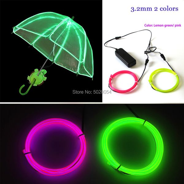 Accessori in costume 2 colori combinati 1 m 3 V Glow El Wire Rope nastro cavo striscia impermeabile striscia a led a LED luci al neon costume da ballo