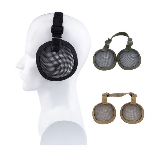 Outdoor-Sportarten Airsoft-Schießmaske Zubehör Schießausrüstung Gehörschutzausrüstung Metallstahldrahtgeflecht Taktische Ohrenschützer