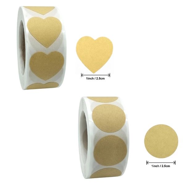 

500pcs vintage blank kraft paper label circle handmade sealing sticker for gift packaging tags diy