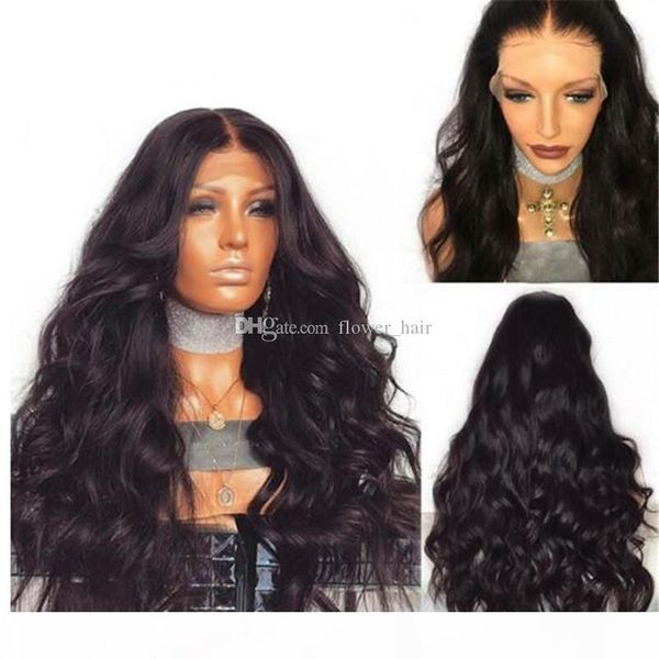 

full lace wigs body wave human hair brazilian peruvian malaysian indian body wave lace front human hair wigs with baby hair, Black;brown