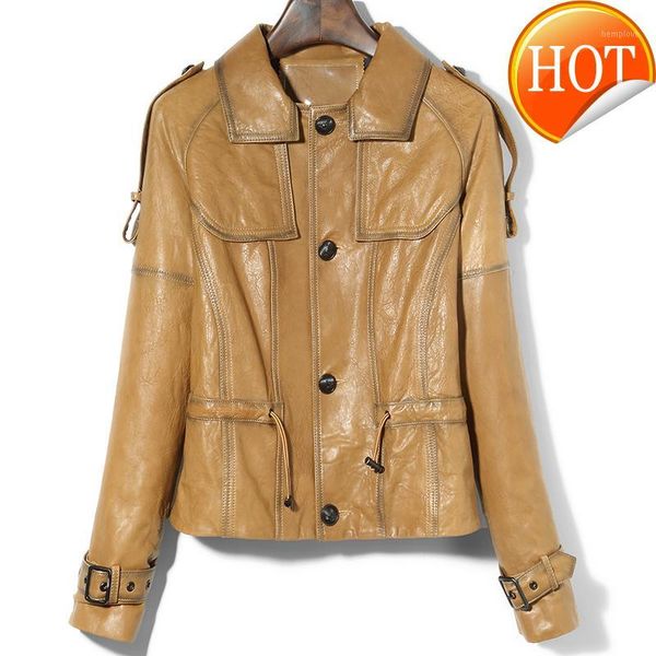 

jacket genuine leather women spring autumn sheepskin real leather jacket korean vintage women clothes 2020 j2020p001 yy17371, Black