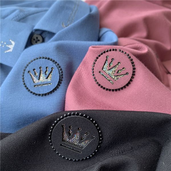 

laser perforation + beaded crown one piece seamless early autumn elastic commuting long sleeve polo male
