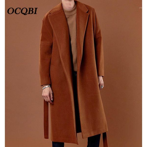 

plus size 2018 korean style loose mens coats overcoats fashion winter dress coat mens oversize x-long coats1, Black